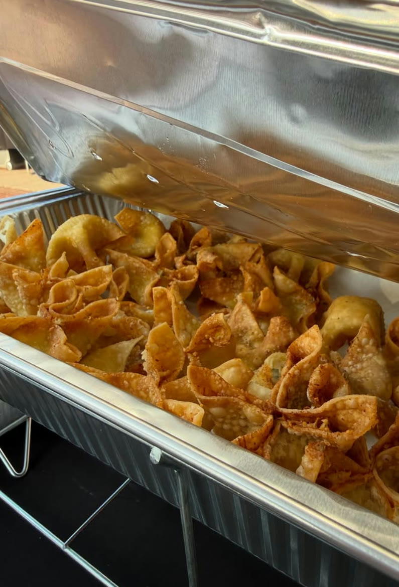 Tray of crispy cream cheese rangoons